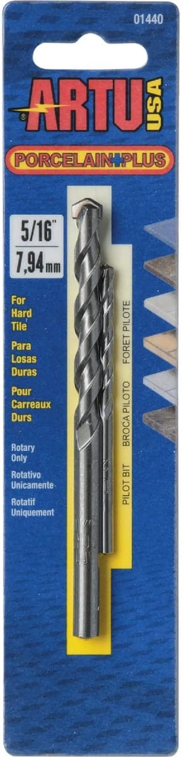 Alt view image 4 of 8 - ARTU 5/16 In. x 4-1/2 In. Cobalt and Tungsten Carbide Glass & Tile Drill Bit