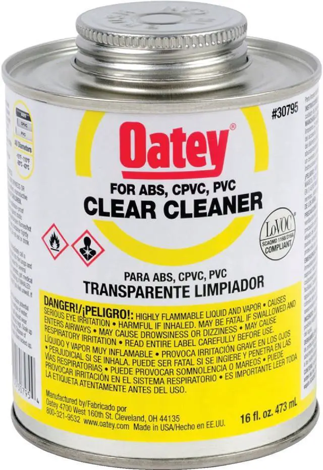 Alt view image 6 of 9 - OATEY 30795 Pipe Cleaner,Low VOC,16 oz.,Clear