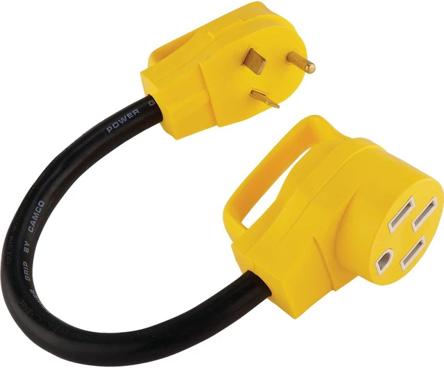Alt view image 2 of 7 - Camco PowerGrip 30A/50A Dogbone RV Power Cord Adapter 55183