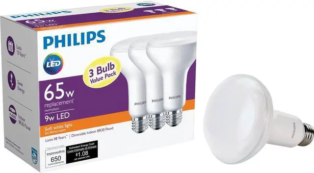 Main image of Philips 3pk 65w Br30 Sw Led Bulb 474197