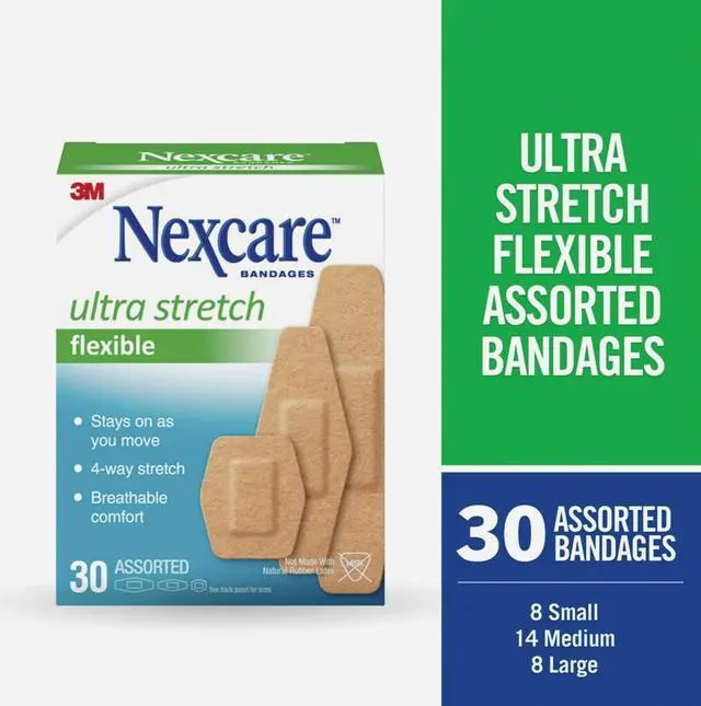 Alt view image 4 of 6 - 3M Nexcare Ultra Stretch Flex Assorted Bandages, (30 Ct.) 576-30PB