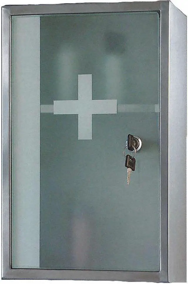 Alt view image 2 of 4 - KETCHAM 915K 9" x 15" Surface Mount Frosted Glass Door Front Keyed Medicine
