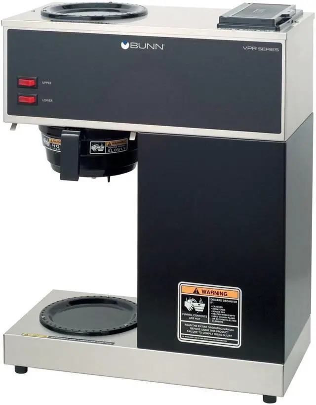 Main image of BUNN 33200.0000 Pour-O-Matic VPR Two Burner Pourover Coffee Brewer - 12-Cup - Stainless Steel , Black