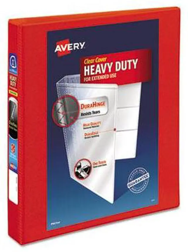 Alt view image 7 of 15 - Avery Heavy-Duty View Binder w/Locking 1-Touch EZD Rings 1 1/2" Cap Red 79171