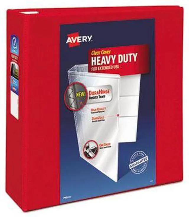 Alt view image 10 of 17 - Avery Heavy-Duty View Binder w/Locking 1-Touch EZD Rings 4" Cap Red 79326