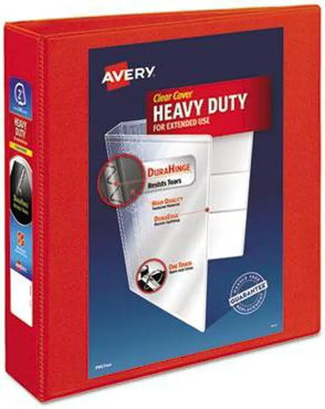 Alt view image 16 of 20 - Avery Heavy-Duty View Binder w/Locking 1-Touch EZD Rings 2" Cap Red 79225
