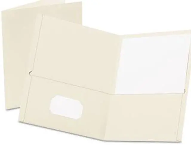 Alt view image 3 of 3 - Oxford 57504 Twin-Pocket Folder, Embossed Leather Grain Paper, White, 25/Box, 1 Box