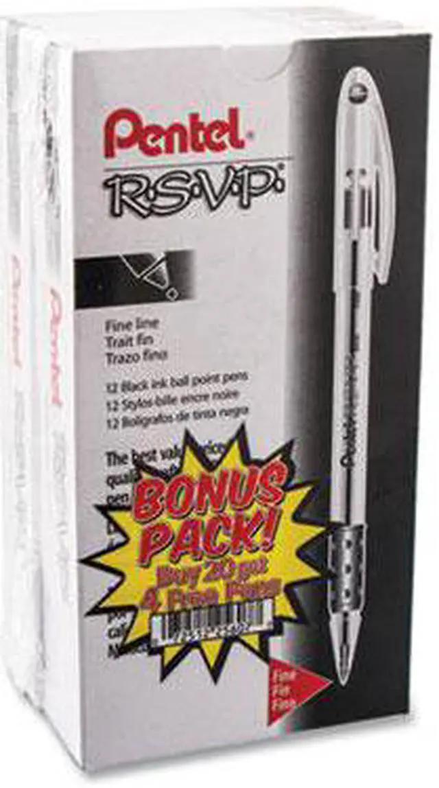 Alt view image 10 of 14 - Pentel R.S.V.P. Stick Ballpoint Pen .7mm Translucent Barrel Black Ink 24/Pack BK90ASW2