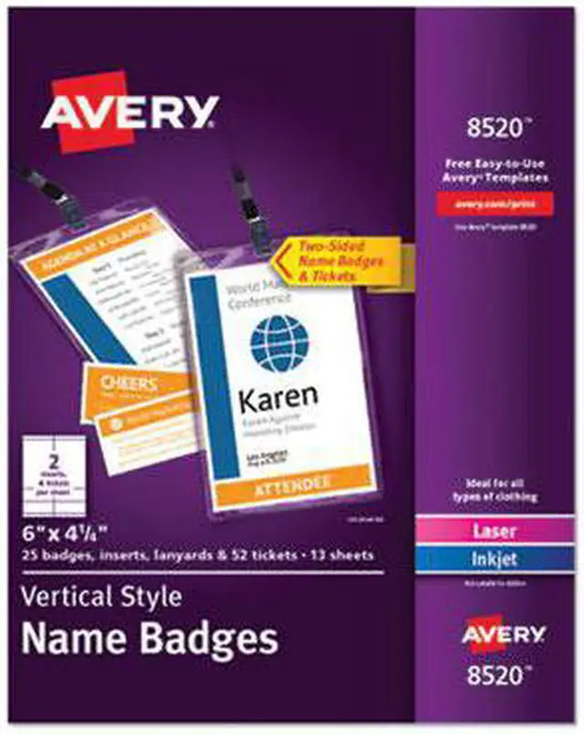 Alt view image 3 of 10 - avery vertical name badges, durable plastic holders, lanyards, 6 x 41/4, 25 badges 8520