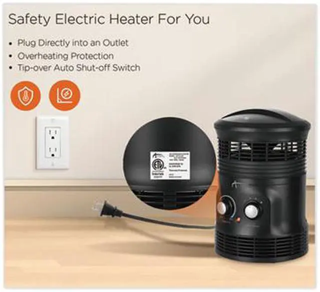 Alt view image 6 of 11 - Alera 360 Deg Circular Fan Forced Heater, 8" X 8" X 12", Black HEFF360B