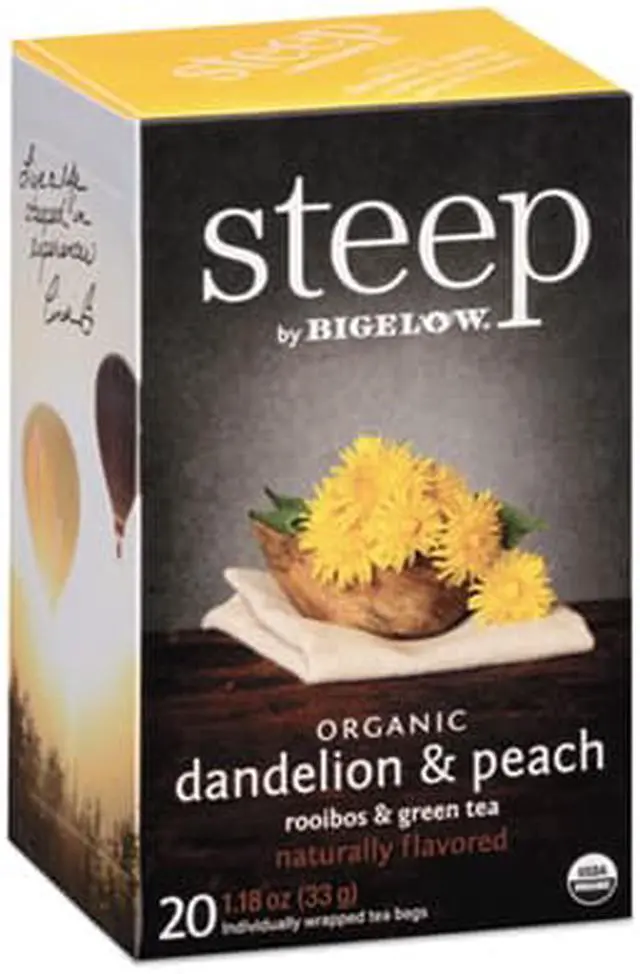 Alt view image 10 of 11 - Bigelow 17715 Steep Tea, Dandelion & Peach, 1.18 Oz Tea Bag, 20/Box
