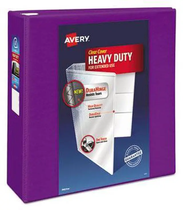 Alt view image 8 of 13 - Avery Heavy-Duty View Binder w/Locking EZD Rings 4" Cap Purple 79813