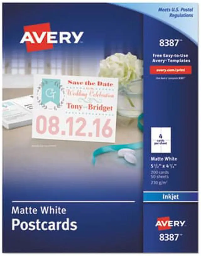 Alt view image 3 of 13 - Avery Postcard,Inkjt,50sh/200cd 8387