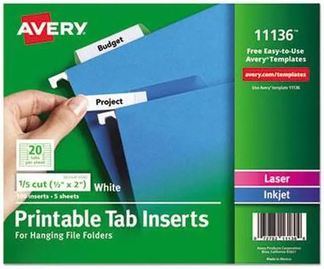 Alt view image 10 of 11 - Avery Insert,1/5cut,F/Tabs,1c 11136