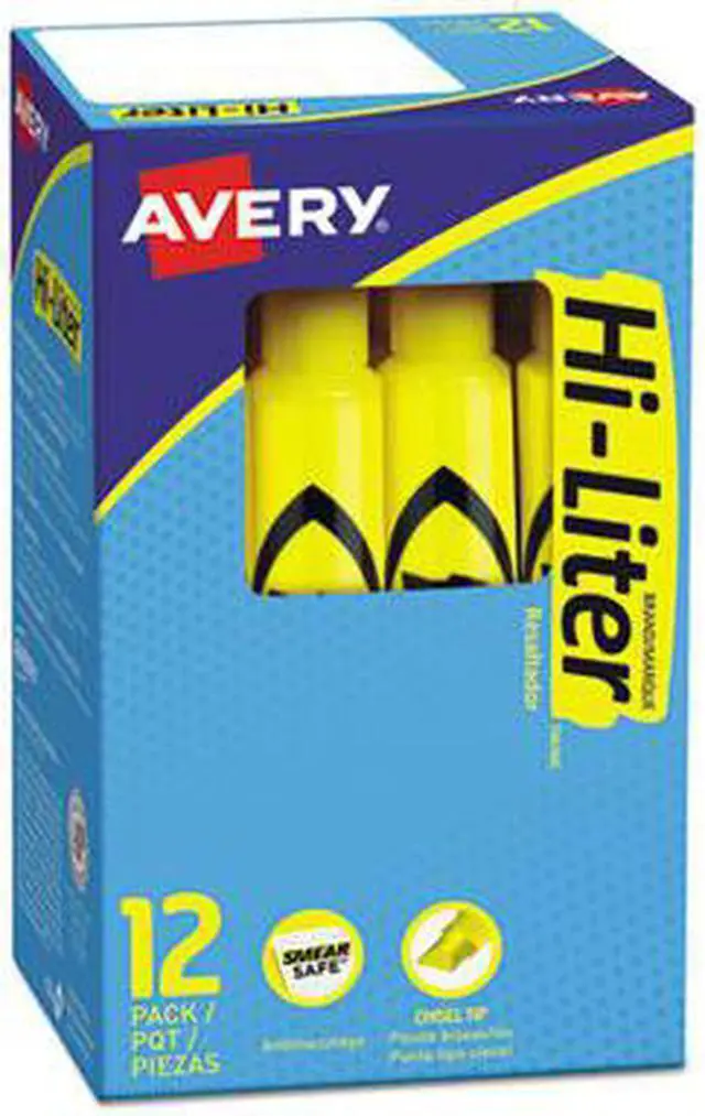 Alt view image 3 of 7 - Avery 07742 Desk Style Highlighter, Chisel Tip, Yellow Ink, 1 Dozen