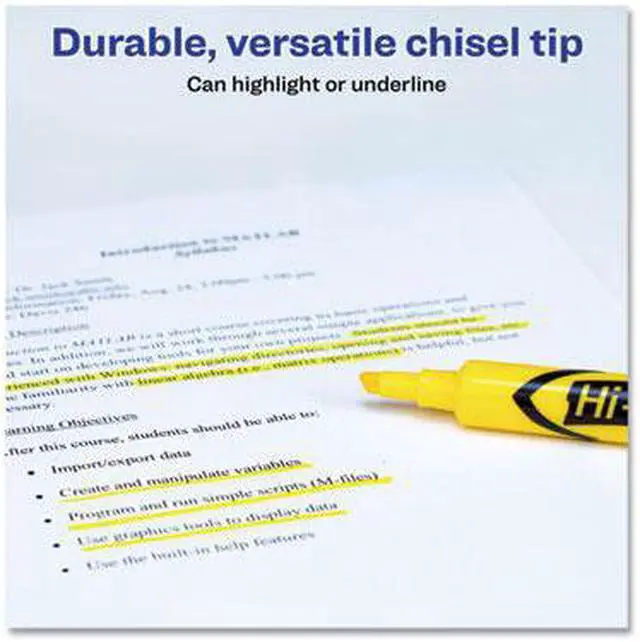 Alt view image 5 of 7 - Avery 07742 Desk Style Highlighter, Chisel Tip, Yellow Ink, 1 Dozen
