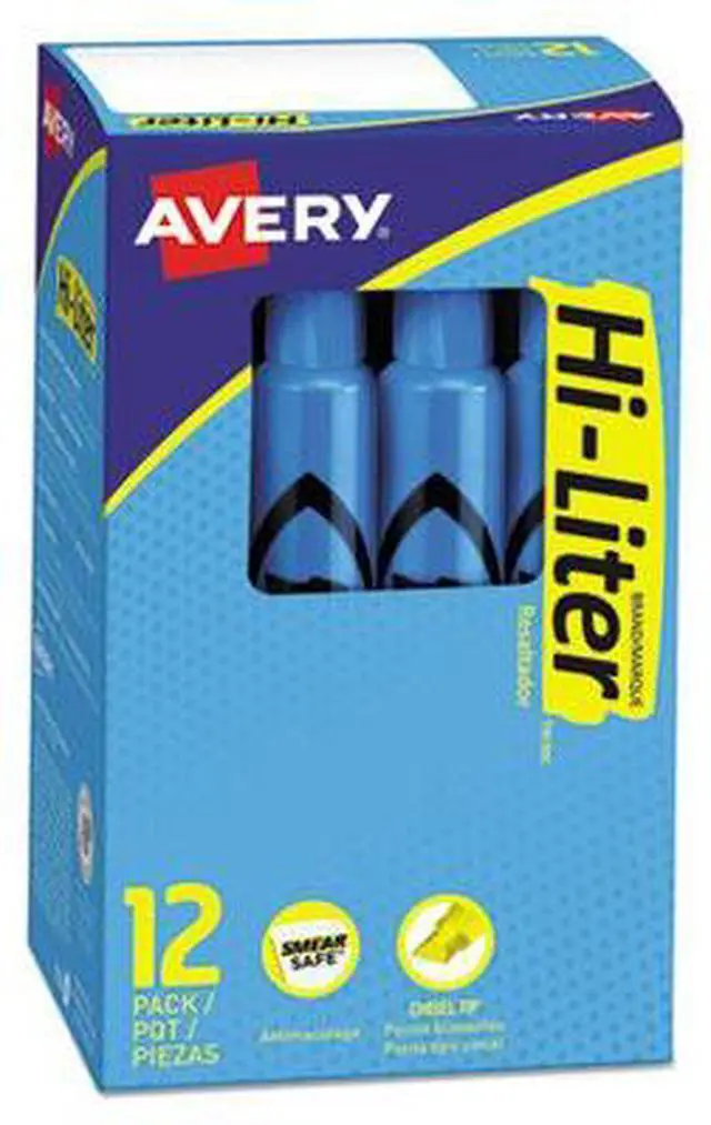 Alt view image 4 of 13 - Avery HI-LITER Desk-Style Highlighter Chisel Tip Fluorescent Blue Ink Dozen 24016