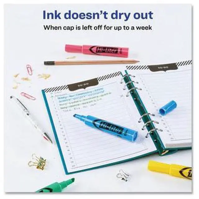 Alt view image 13 of 19 - Avery HI-LITER Desk-Style Highlighter Chisel Tip Assorted Colors 4/Set 17752