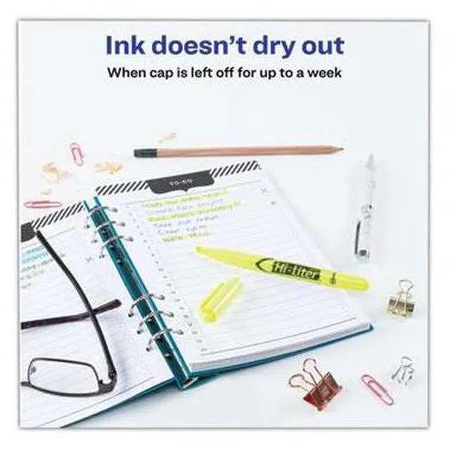 Alt view image 8 of 14 - Avery HI-LITER Pen-Style Highlighter Chisel Tip Fluorescent Yellow Ink Dozen 23591