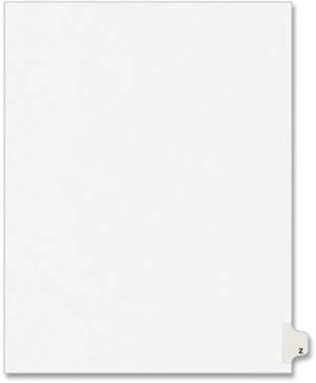 Alt view image 2 of 11 - Avery 01426 Avery-Style Legal Side Tab Dividers, One-Tab, Title Z, Letter, White, 25/Pack