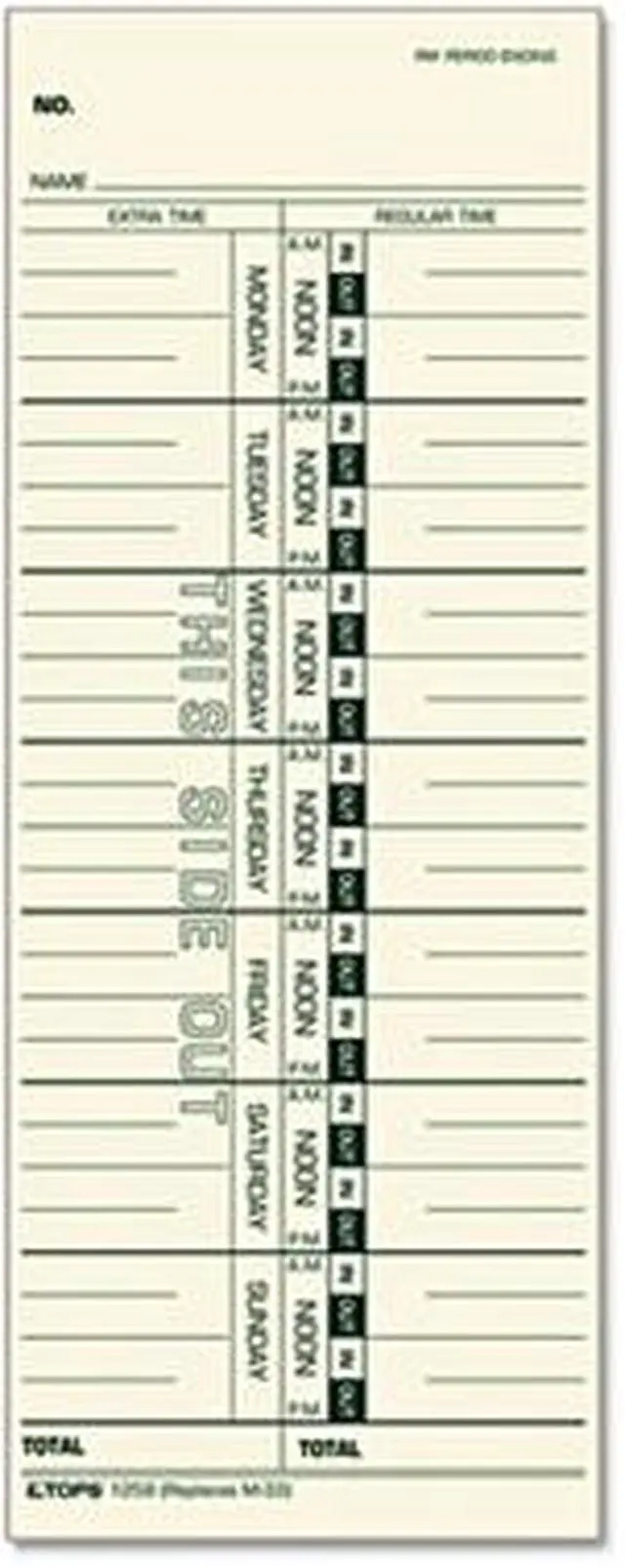 Alt view image 8 of 11 - Tops Time Card for Acroprint/IBM/Lathem/Simplex Weekly 3 1/2 x 9 100/Pack 12593