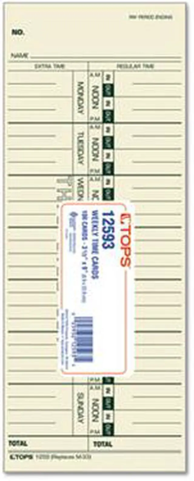 Alt view image 9 of 11 - Tops Time Card for Acroprint/IBM/Lathem/Simplex Weekly 3 1/2 x 9 100/Pack 12593