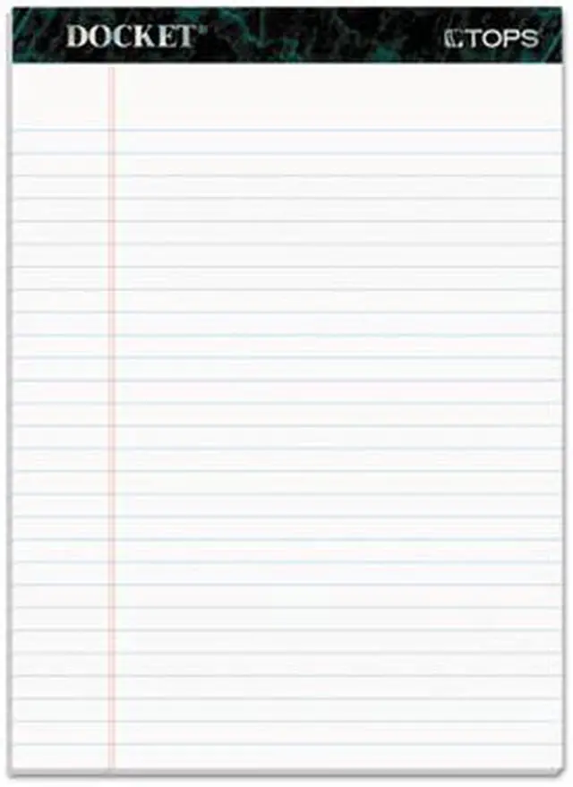 Alt view image 6 of 20 - TOPS Docket Ruled Perforated Pads 8 1/2 x 11 3/4 White 50 Sheets 6/Pack 63416