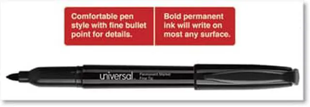 Alt view image 6 of 20 - Universal Pen-Style Permanent Marker Bullet/Fine Black 60 per pack 07074
