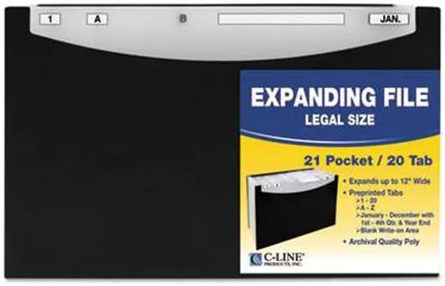Alt view image 13 of 20 - C-Line 21-Pocket Stand-Up Design Expanding File 12" Exp Legal 15 x 9 1/4 Black