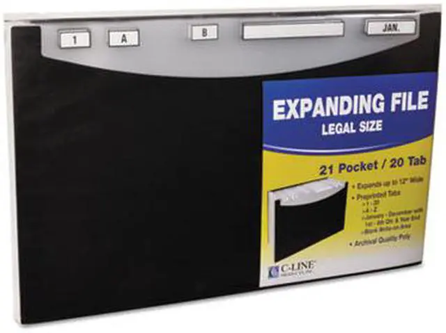Alt view image 14 of 20 - C-Line 21-Pocket Stand-Up Design Expanding File 12" Exp Legal 15 x 9 1/4 Black