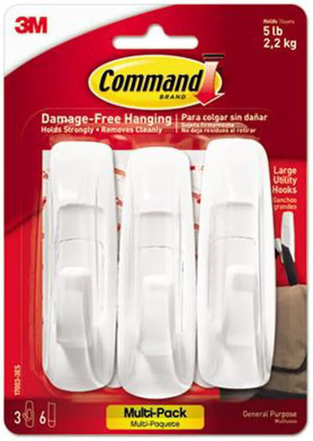 Alt view image 4 of 13 - 3M 17003-VP-3PK Command Large Hooks Value Pack 3 hooks, 6 strips