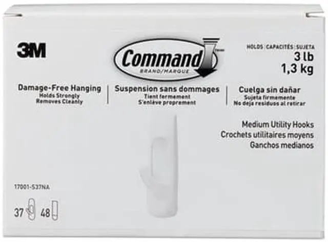 Alt view image 9 of 20 - 3M Utility Hooks Damage-free 3 lb Cap Medium 37/BX White 17001S37NA