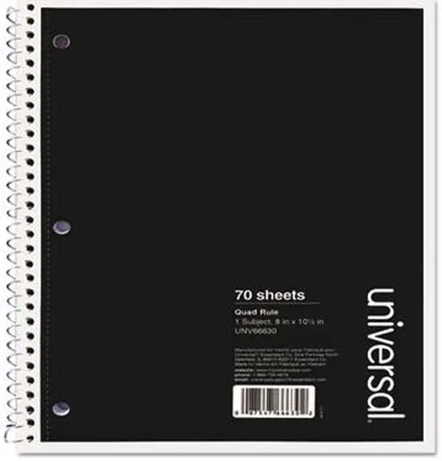 Alt view image 5 of 10 - Universal Wirebound Notebook Quadrille Rule 8" x 10.5" 1 Subject Black 66630