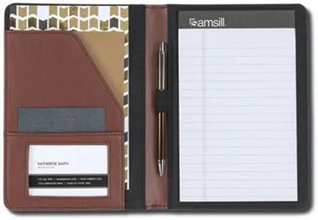 Alt view image 16 of 20 - Samsill Contrast Stitch Leather Padfolio 6 1/4w x 8 3/4h Open Style Brown 71736