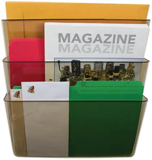 Alt view image 7 of 9 - Storex Wall File Legal 16 x 14 Three Pocket Smoke 70247U06C
