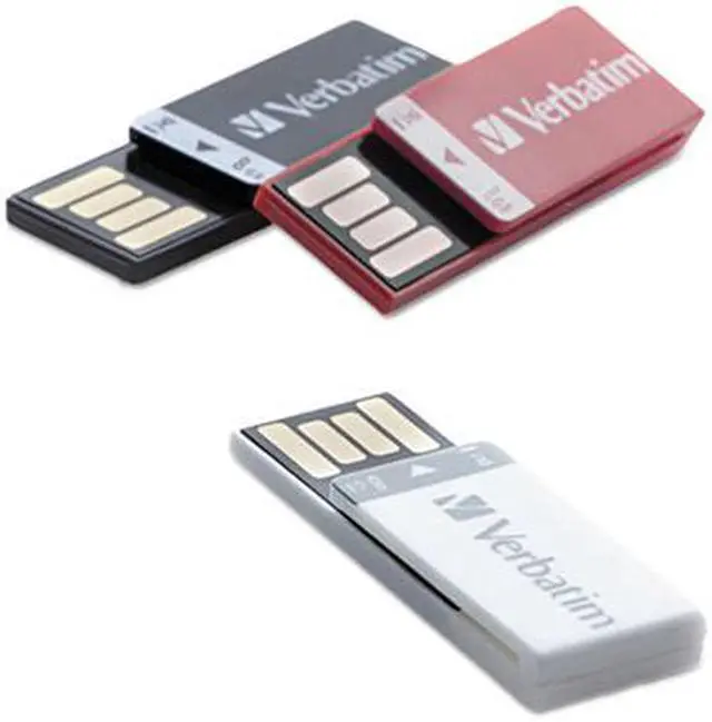Alt view image 13 of 19 - Verbatim Clip-It 8GB USB Flash Drive - 3 Pack - Black, White, Red 98674