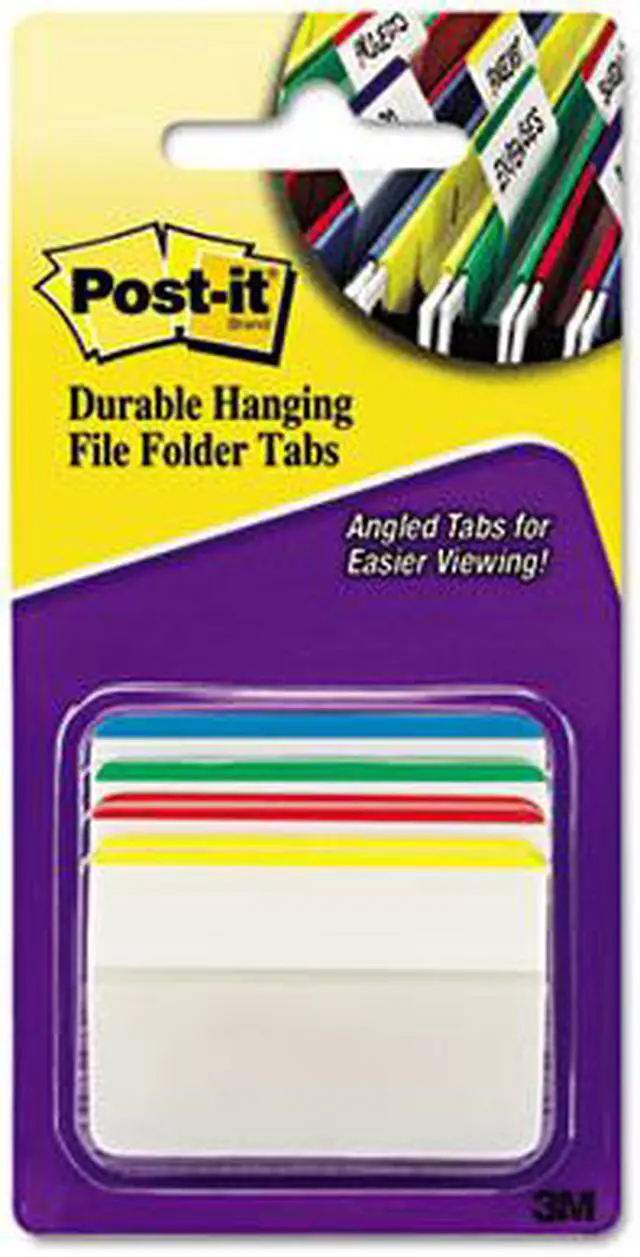 Alt view image 7 of 20 - 3M 686A1 Hanging File Tabs  Blue/Green/Red/Yellow  6 Flags/Color  24 Flags Pack