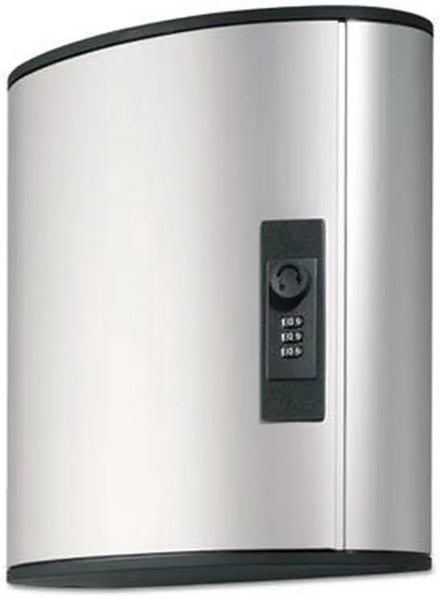 Alt view image 2 of 12 - Durable Locking Key Cabinet 36-Key Brushed Aluminum Silver 11 3/4 x 4 5/8 x 11
