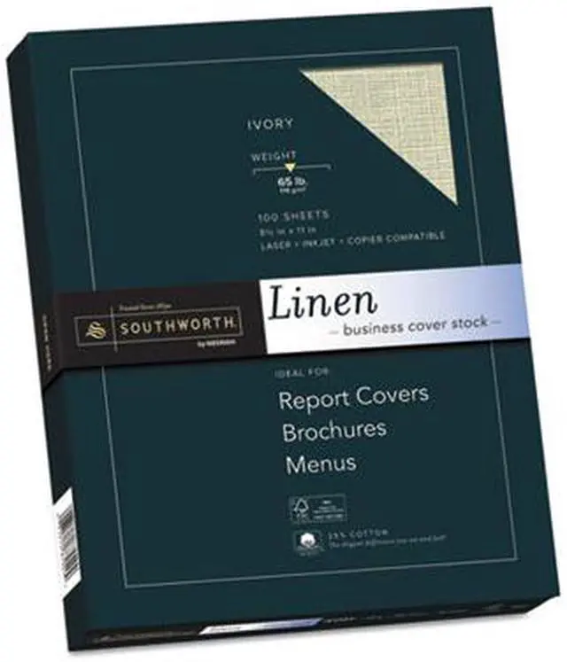 Alt view image 3 of 12 - Southworth Company SOUZ560CK Fine Linen Paper- 65lb- Acid-free-Lignin- Ivory