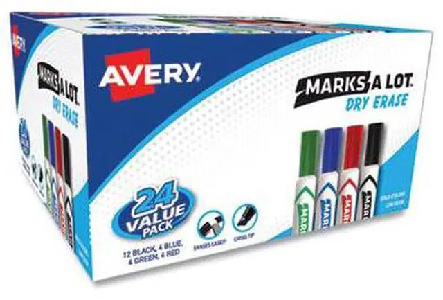 Alt view image 19 of 20 - Avery Marks-A-Lot Desk-Style Dry Erase Marker Chisel Tip Assorted 24/Pack 98188