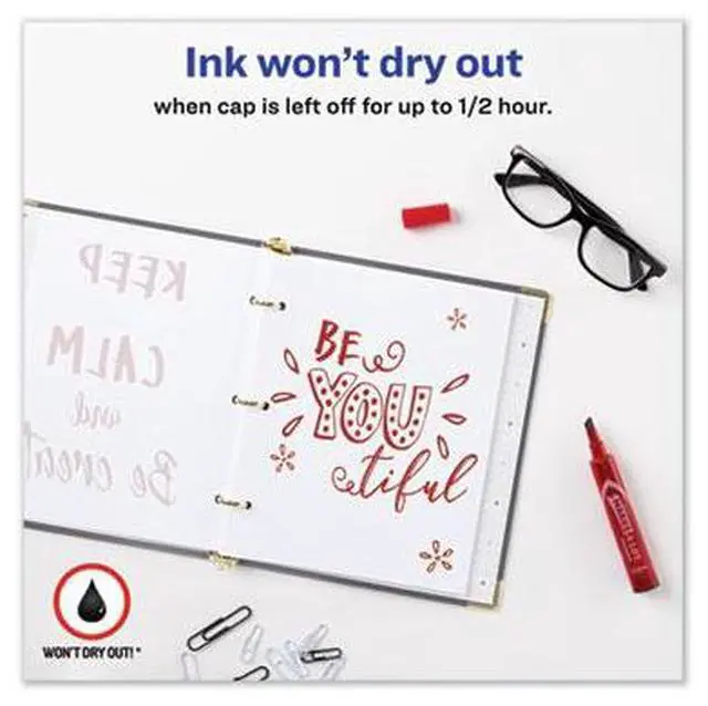 Alt view image 6 of 11 - Regular Desk Style Permanent Marker Chisel Tip Red Dozen