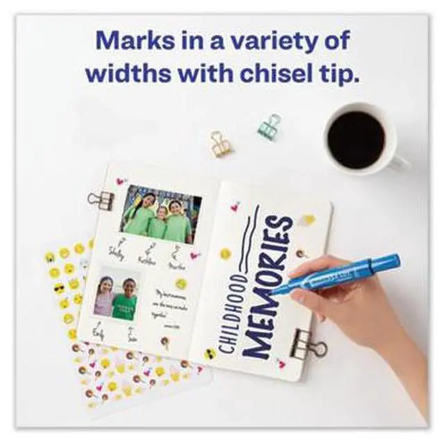 Alt view image 7 of 15 - Avery Marks-A-Lot Regular Desk-Style Permanent Marker Chisel Tip Blue Dozen