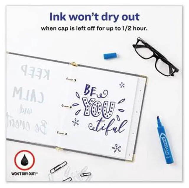 Alt view image 6 of 15 - Avery Marks-A-Lot Regular Desk-Style Permanent Marker Chisel Tip Blue Dozen