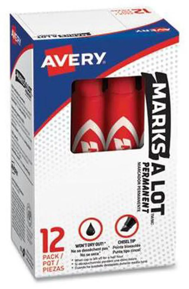 Alt view image 5 of 11 - Regular Desk Style Permanent Marker Chisel Tip Red Dozen