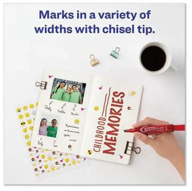 Alt view image 7 of 11 - Regular Desk Style Permanent Marker Chisel Tip Red Dozen