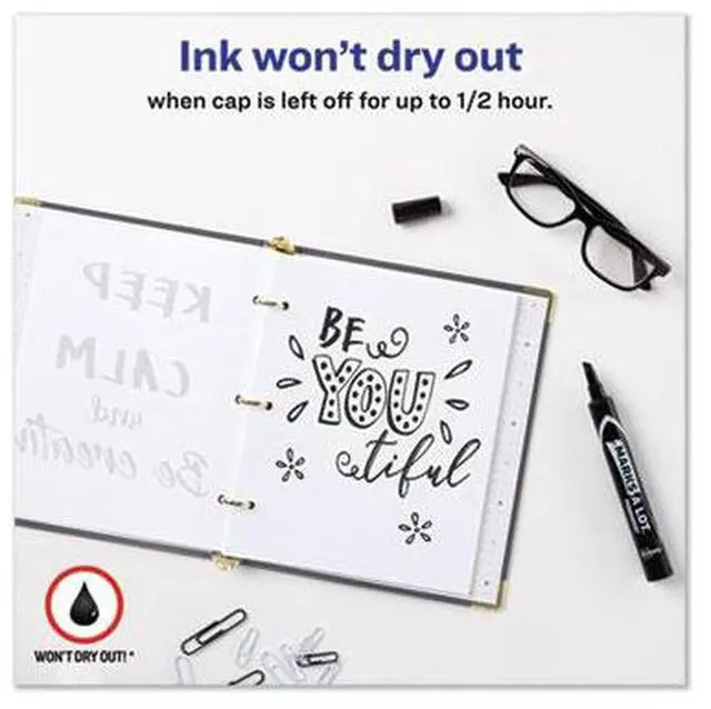 Alt view image 7 of 16 - Avery Marks-A-Lot Large Desk-Style Permanent Marker Chisel Tip Black Dozen 08888