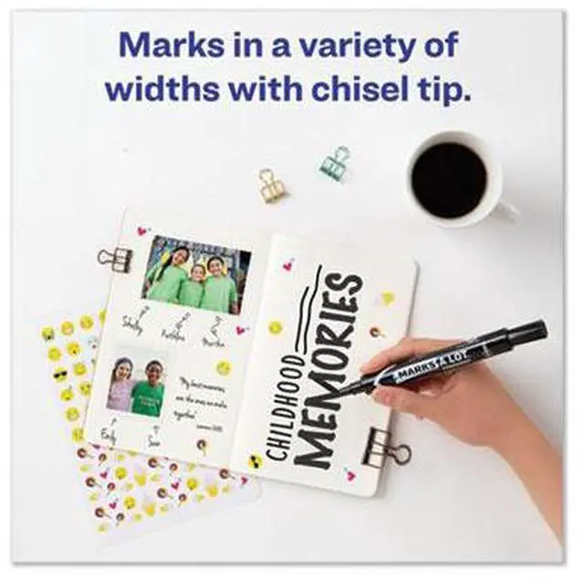 Alt view image 8 of 16 - Avery Marks-A-Lot Large Desk-Style Permanent Marker Chisel Tip Black Dozen 08888