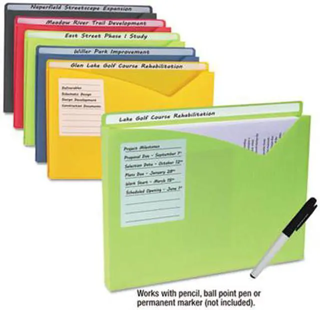 Alt view image 14 of 20 - C-Line Write-On Expanding Poly File Folders 1" Exp. Letter Assorted Colors 10/BX