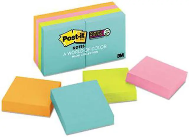 Alt view image 5 of 20 - Post-it Super Sticky Pads in Miami Colors 2 x 2 Miami 90/Pad 8 Pads/Pack 6228SSMIA