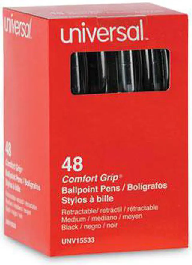 Alt view image 5 of 17 - Universal Comfort Grip Clear Barrel Retractable Ballpoint Pen Black Ink 1mm 48/Set 15533